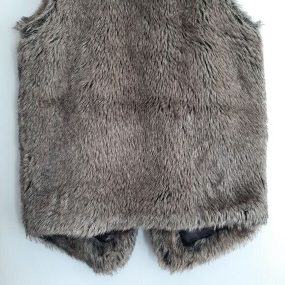 COLLECTION EIGHTEEN Soft Faux Fur Vest Open Front Taupe Sz S/M - Picture 7 of 10